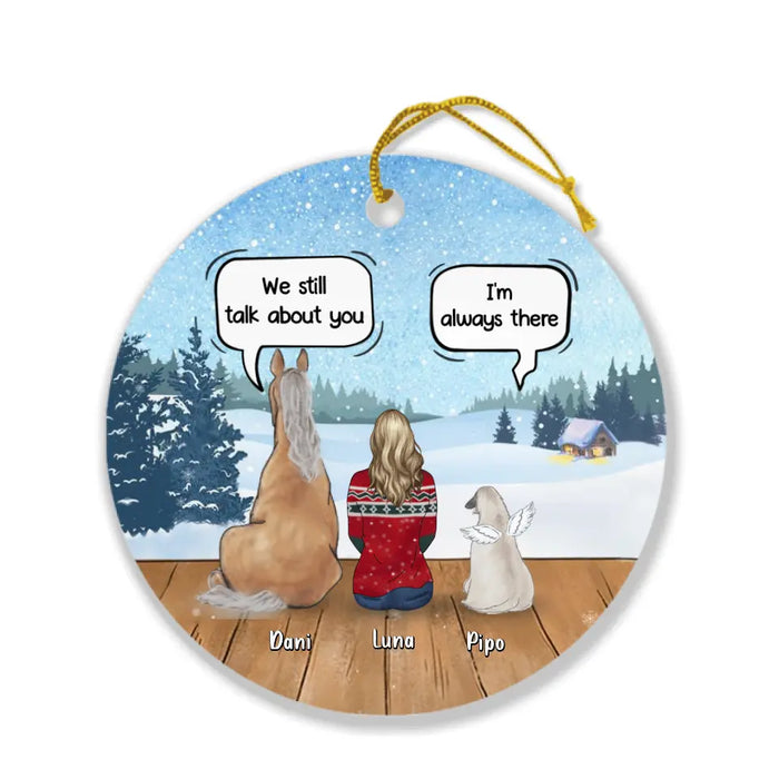 Personalized Horse Dog Ornament - Man/Woman With Up to 5 Horses/Dogs - Best Gift For Dog/ Horse Lover