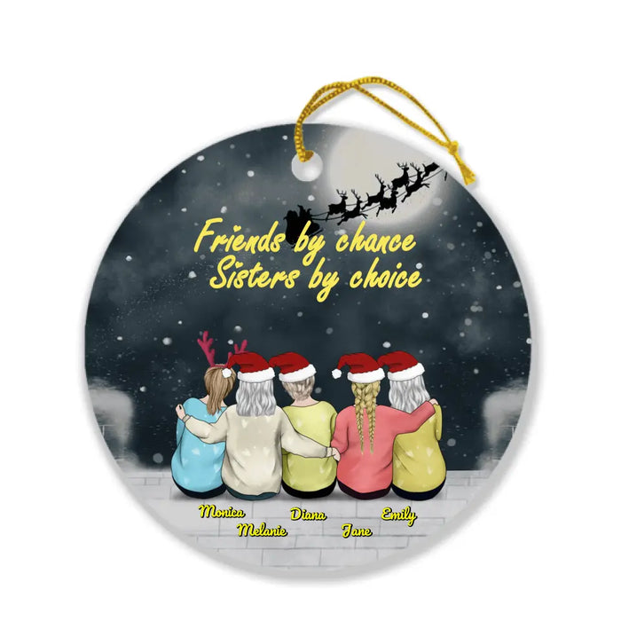 Personalized Besties/Sisters Christmas Ornaments - Gifts For Besties/Sister - 5 BFFs on Rooftop - Friends By Chance, Sisters By Choice