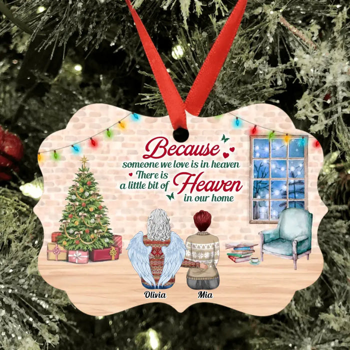 Personalized Memorial Family Ornament - Memorial Gift Idea For Family Member With Up to 10 People - Parents And Children - Because Someone We Love Is In Heaven