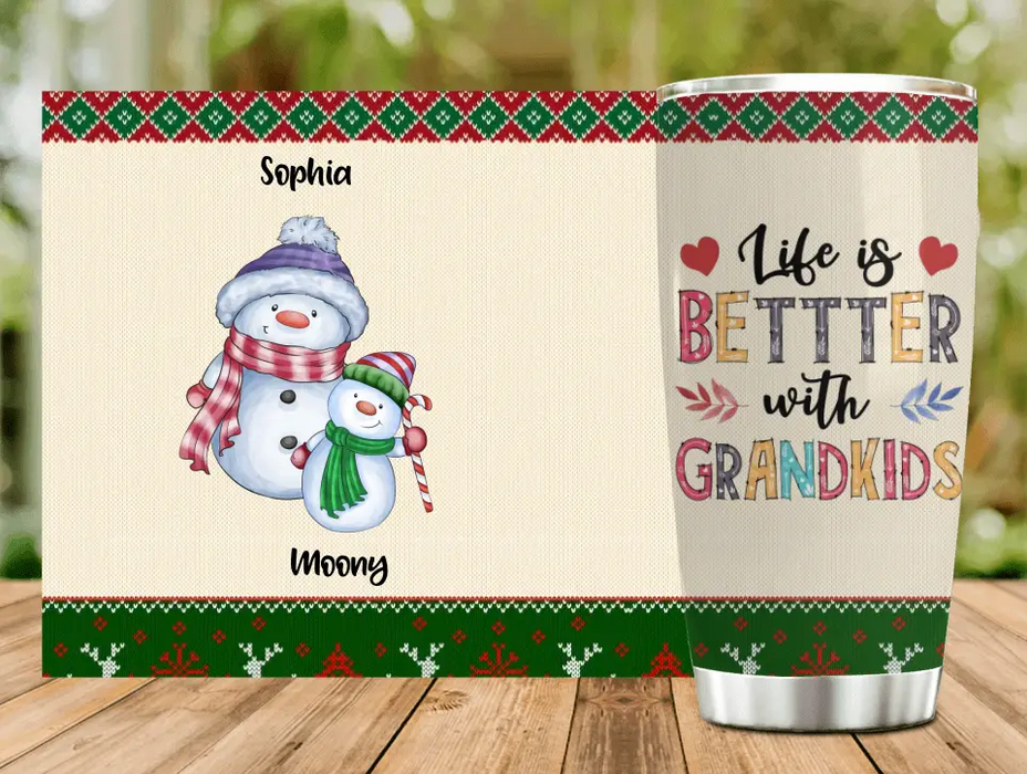 Personalized Grandma Tumbler - Gift Idea For Christmas  - Up to 5 Grandkids - Life Is Better With Grandkids
