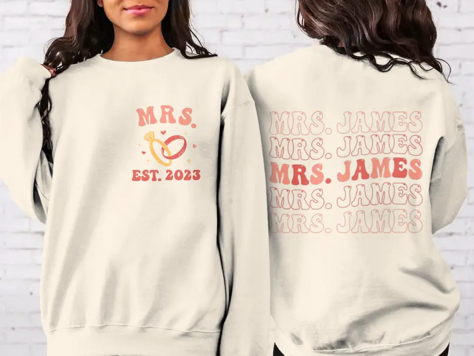 Personalized Bride Honey Moon AOP Sweater - Engagement Gift For Bride - Mrs Est. 2024