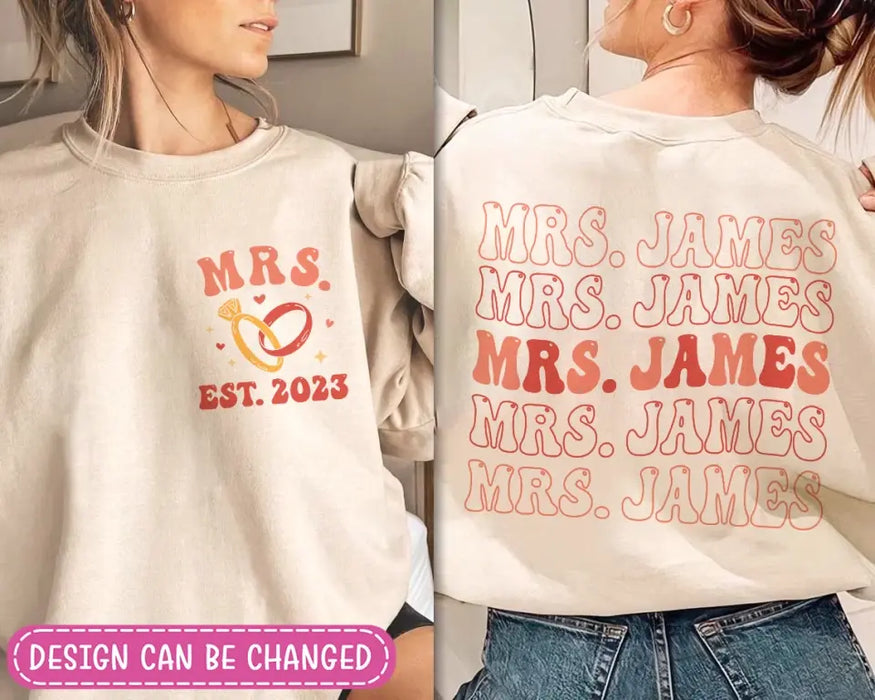 Personalized Bride Honey Moon AOP Sweater - Engagement Gift For Bride - Mrs Est. 2024