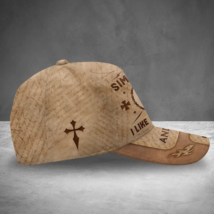 Personalized Biker Man Cap - Gift For Biker/Father/Grandpa/Friend - I Am A Simple Man I Like Motorcycles And Believe In Jesus