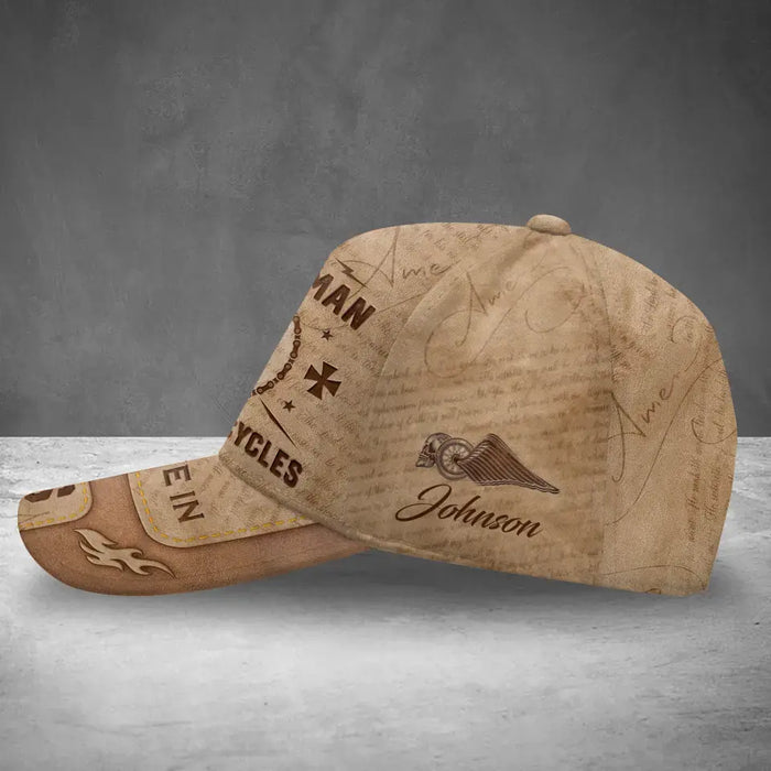 Personalized Biker Man Cap - Gift For Biker/Father/Grandpa/Friend - I Am A Simple Man I Like Motorcycles And Believe In Jesus