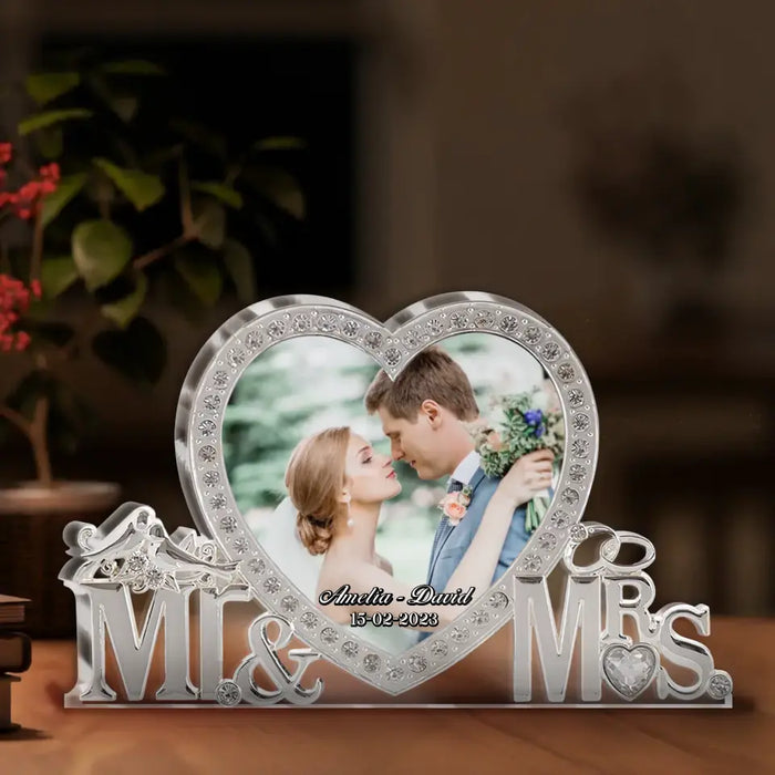 Personalized Mr & Mrs Couple Acrylic Plaque - Upload Photo - Anniversary/Wedding Gift For Couple