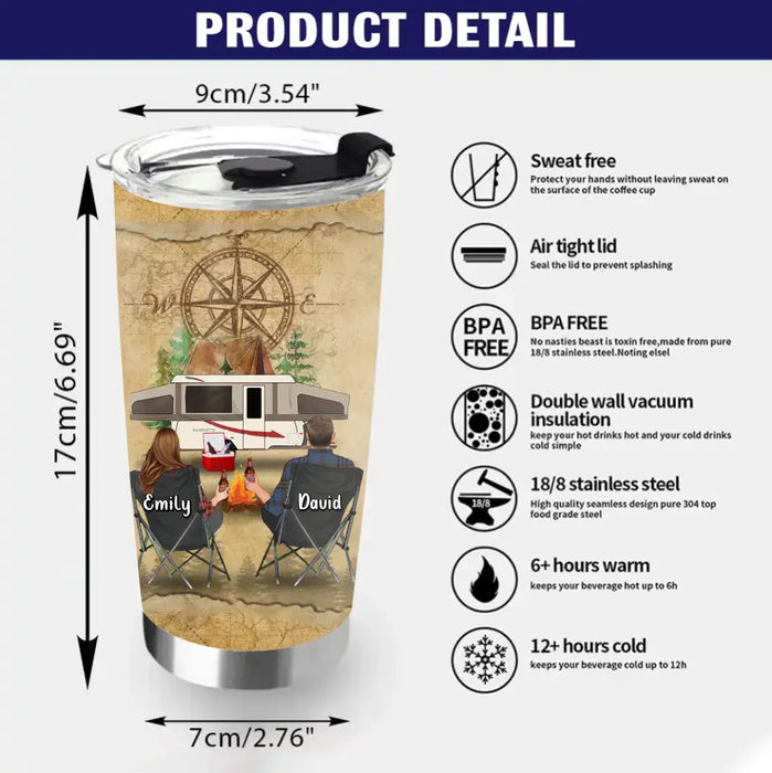 Personalized Camping Tumbler - Couple/Parents With Up to 3 Pets - Gift Idea For Couple/Camping Lover - Making Memories One Campsite At A Time
