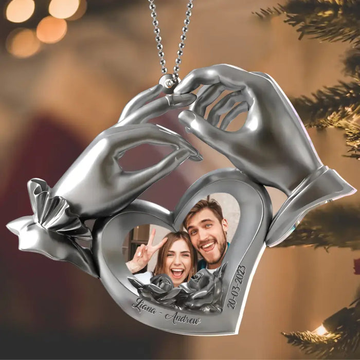 Personalized Couple Acrylic Ornament - Upload Photo - Christmas Anniversary Gift For Couple