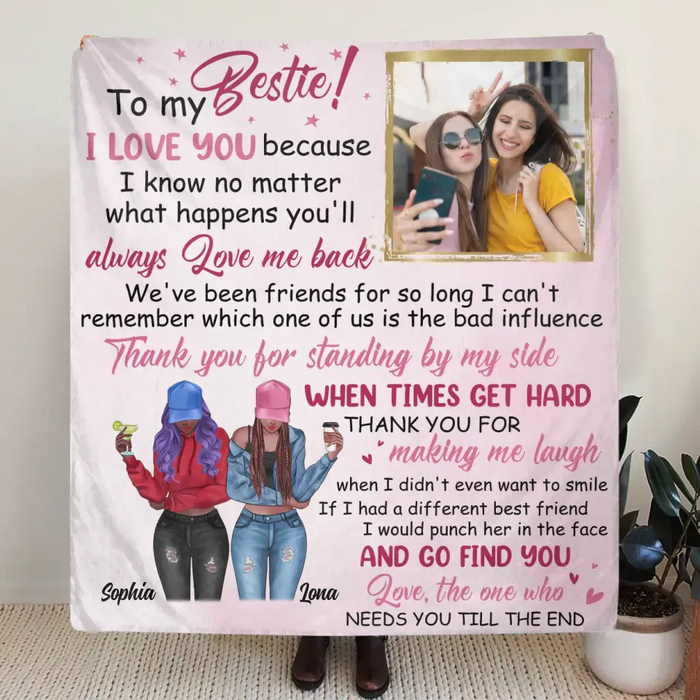 Personalized Best Friend Quilt/Fleece Throw Blanket - Upload Photo - Gift Idea For Besties - To My Bestie I Love You