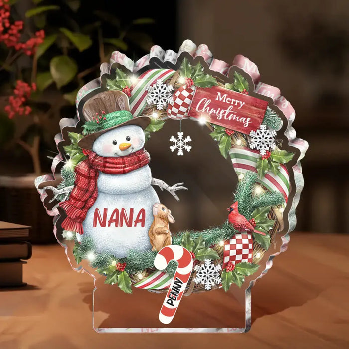 Personalized Nana Snowman Christmas Acrylic Plaque - Up to 10 Kids - Christmas 2024/Gift For Grandma/Mom - Merry Christmas