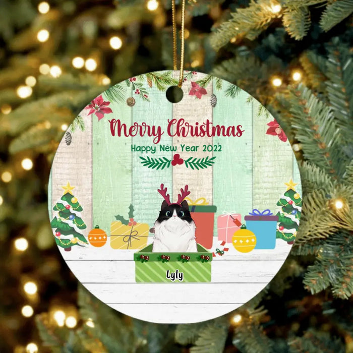 Personalized Cat Boxes Ornament - Up to 3 Cats - Christmas Gift For Cat Lover - Merry Christmas