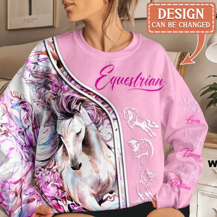 Personalized Horse Ear AOP Sweater - Up to 5 Names - Gift Idea For Horse Lover - Equestrian