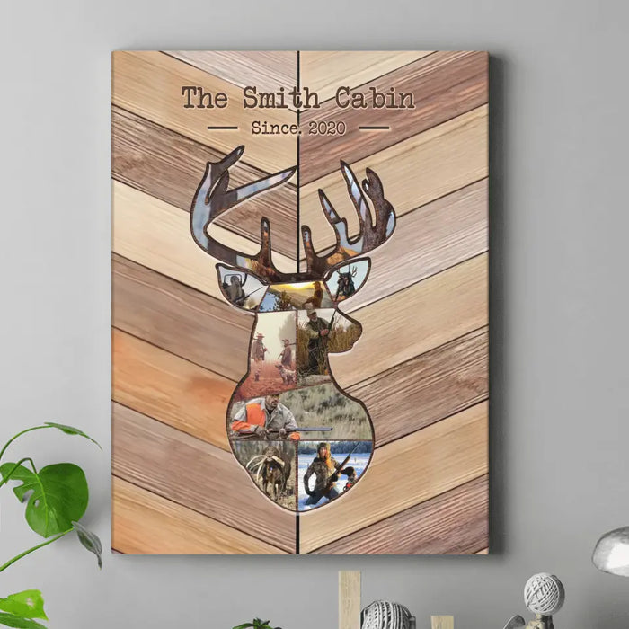 Personalized Deer Hunting Canvas - Upload Photos - Gift Idea Family/Couple/Deer Hunter - The Smith Cabin