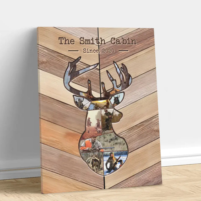 Personalized Deer Hunting Canvas - Upload Photos - Gift Idea Family/Couple/Deer Hunter - The Smith Cabin