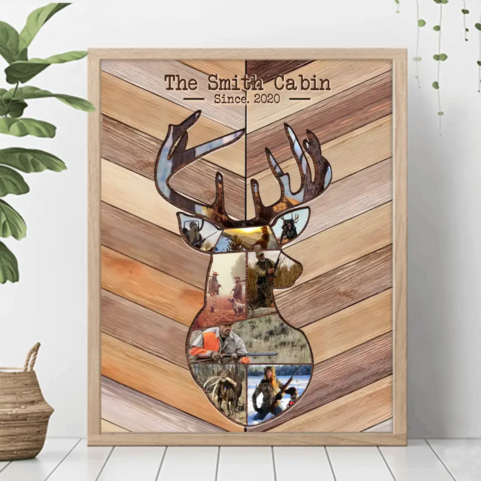 Personalized Family Deer Hunting Poster - Upload Photos - Gift Idea Family/Couple/Deer Hunter - The Smith Cabin