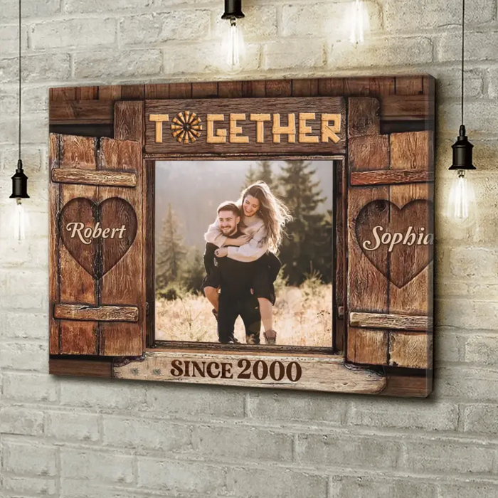 Personalized Couple Photo Horizontal Canvas - Gift Idea For Couple/Husband/Wife - Together Since 2000