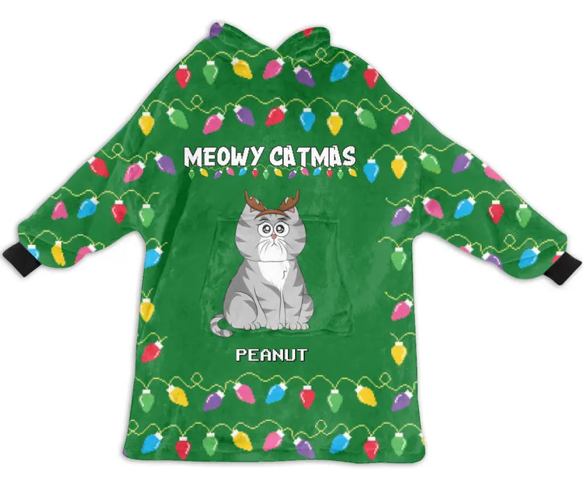 Personalized Cat Mom Multicolor Blanket Hoodie - Up to 4 Cats - Christmas Gift Idea For Cat Lover - Meowy Catmas