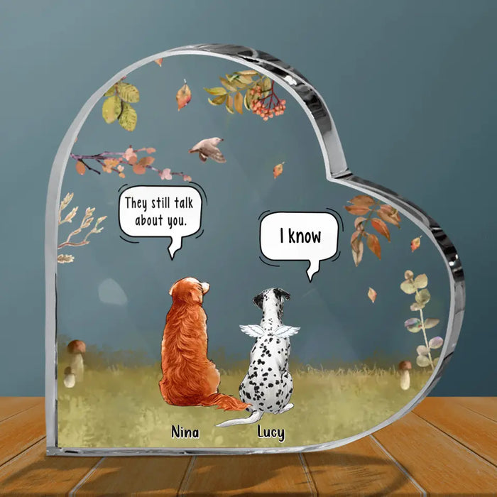 Personalized Memorial Pet Crystal Heart - Up to 6 Pets - Memorial Gift Idea For Dog/Cat Lover -  They Still Talk About You
