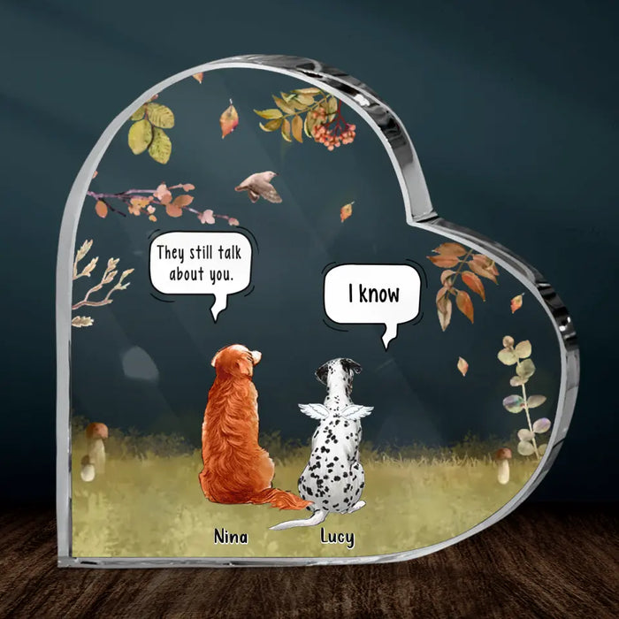 Personalized Memorial Pet Crystal Heart - Up to 6 Pets - Memorial Gift Idea For Dog/Cat Lover -  They Still Talk About You