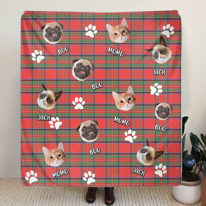 Personalized Pet Photo Fleece Throw Blanket/Quilt - Up to 3 Photos  - Christmas Gift Idea for Dog/Cat/Pet Lovers