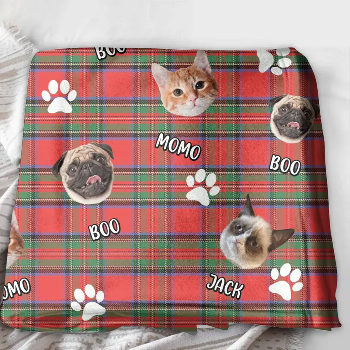 Personalized Pet Photo Fleece Throw Blanket/Quilt - Up to 3 Photos  - Christmas Gift Idea for Dog/Cat/Pet Lovers