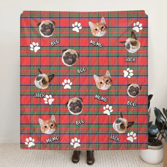 Personalized Pet Photo Fleece Throw Blanket/Quilt - Up to 3 Photos  - Christmas Gift Idea for Dog/Cat/Pet Lovers
