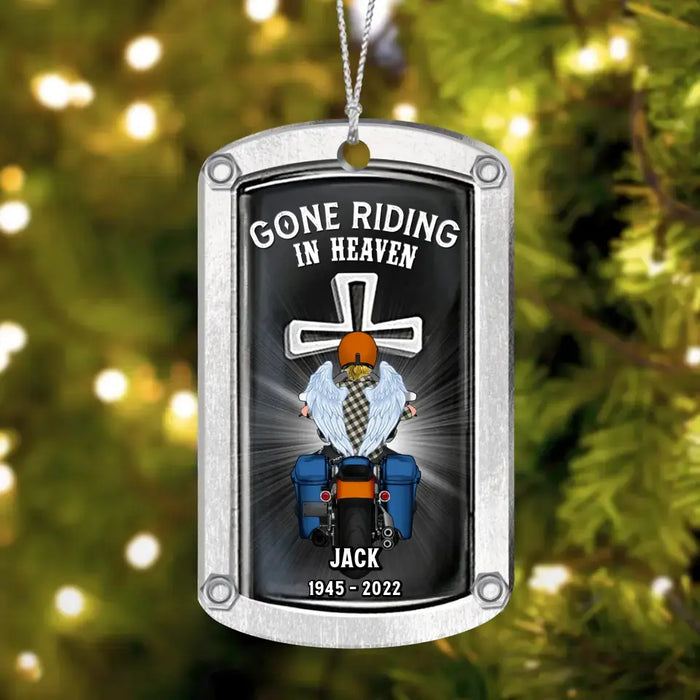 Personalized Memorial Biker Acrylic Ornament - Memorial Gift Idea for Christmas - Gone Riding In Heaven