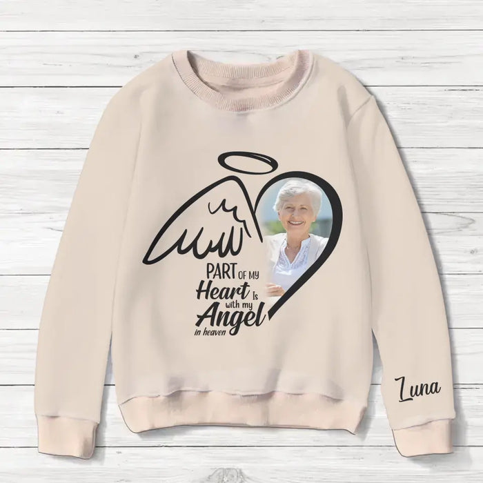 Personalized Memorial Photo AOP Sweater - Memorial Gift Idea for Christmas - Part Of My Heart Is With My Angel In Heaven