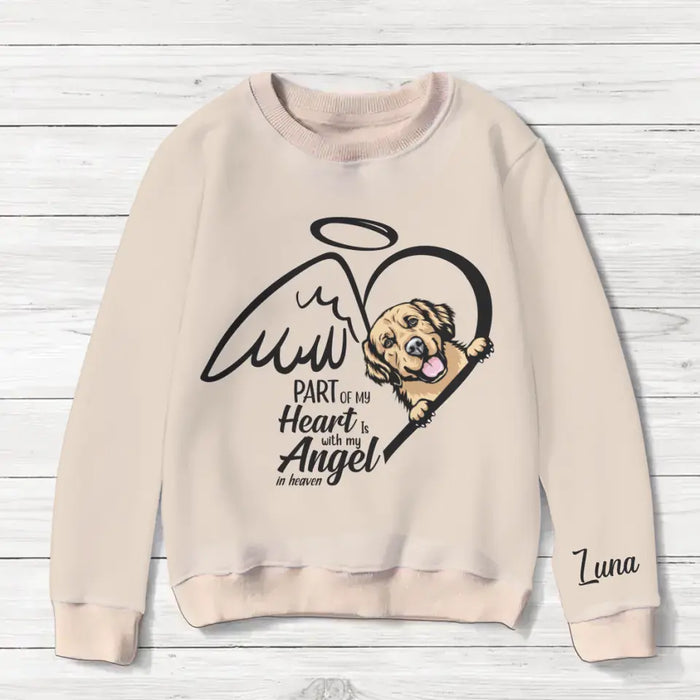 Personalized Memorial Pet AOP Sweater - Up to 4 Dogs/Cats - Memorial Gift Idea for Christmas - Part Of My Heart Is With My Angel In Heaven