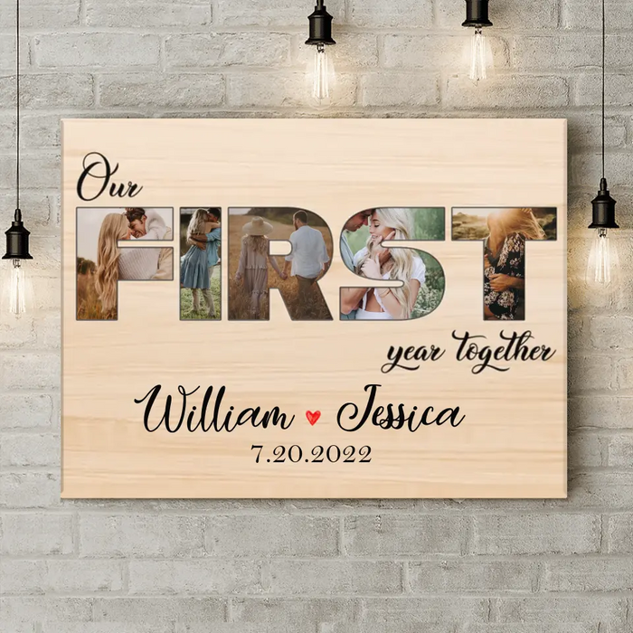 Personalized Couple Photo Horizontal Canvas - Gift Idea For Couple/Husband/Wife - Our First Year Together