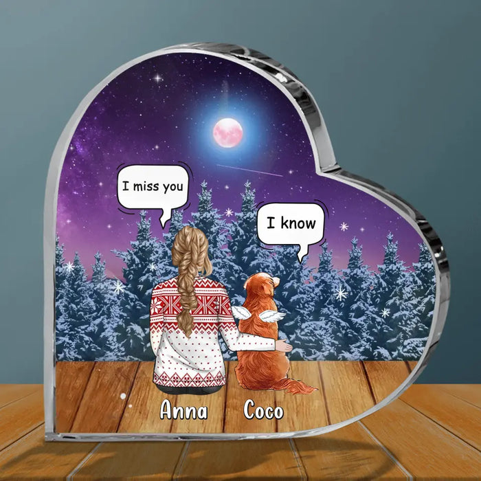 Personalized Memorial Pet Crystal Heart - Up to 4 Pets - Memorial Gift Idea For Dog/Cat Lover - I Miss You Dog