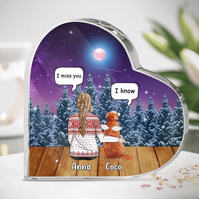 Personalized Memorial Pet Crystal Heart - Up to 4 Pets - Memorial Gift Idea For Dog/Cat Lover - I Miss You Dog