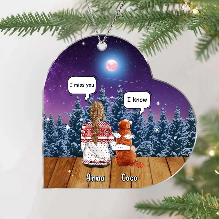 Personalized Memorial Pet Heart Acrylic Ornament - Up to 4 Pets - Memorial Gift Idea For Dog/Cat Lover - I Miss You Dog