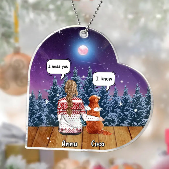 Personalized Memorial Pet Heart Acrylic Ornament - Up to 4 Pets - Memorial Gift Idea For Dog/Cat Lover - I Miss You Dog