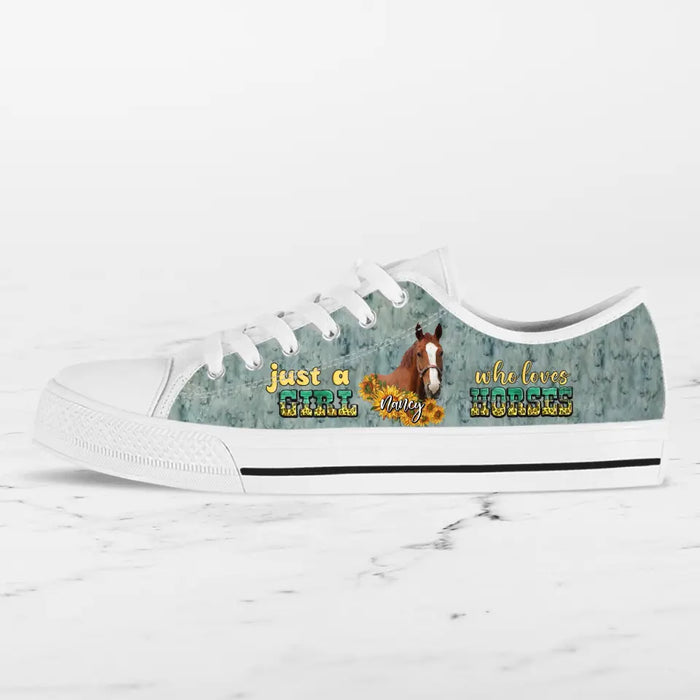 Personalized Horse Photo Canvas Sneakers - Gift Idea for Horse Lovers - Just A Girl Who Loves Horses
