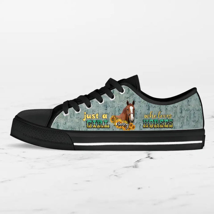 Personalized Horse Photo Canvas Sneakers - Gift Idea for Horse Lovers - Just A Girl Who Loves Horses