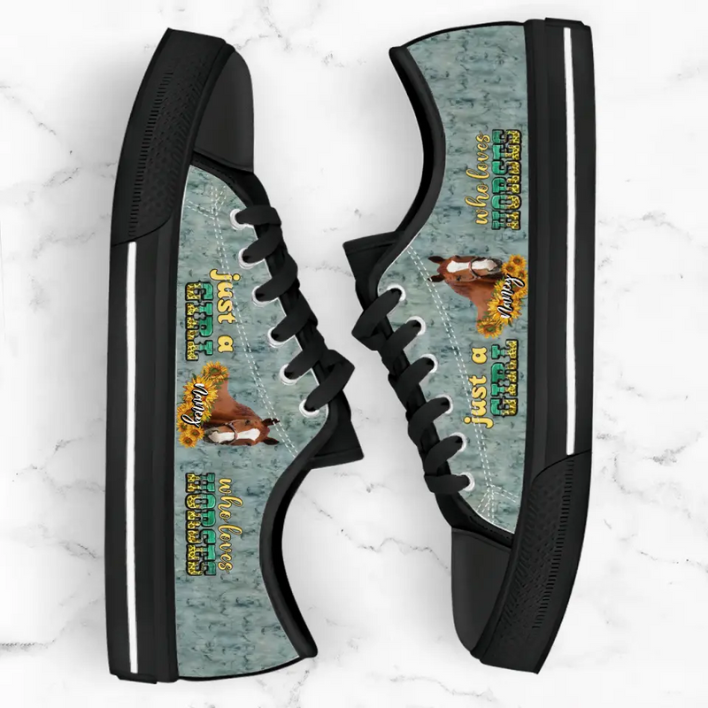 Personalized Horse Photo Canvas Sneakers - Gift Idea for Horse Lovers - Just A Girl Who Loves Horses