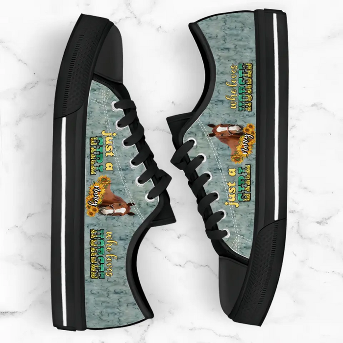 Personalized Horse Photo Canvas Sneakers - Gift Idea for Horse Lovers - Just A Girl Who Loves Horses