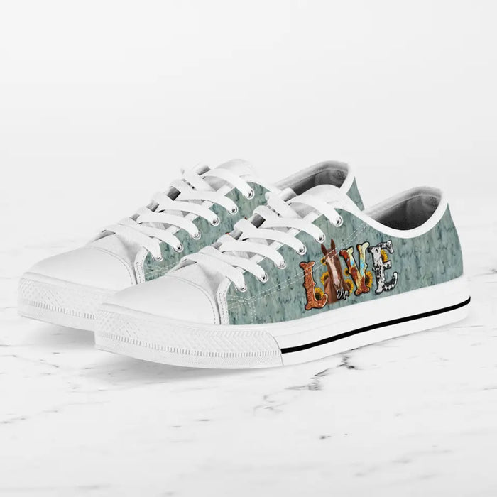 Personalized Love Horse Photo Canvas Sneakers - Gift Idea for Horse Lovers