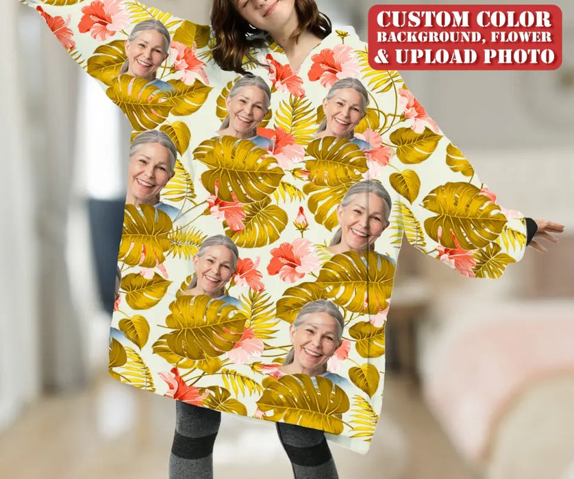 Personalized Custom Photo Blanket Hoodie - Gift Idea For Woman/Grandma/Mother/Daughter/Her