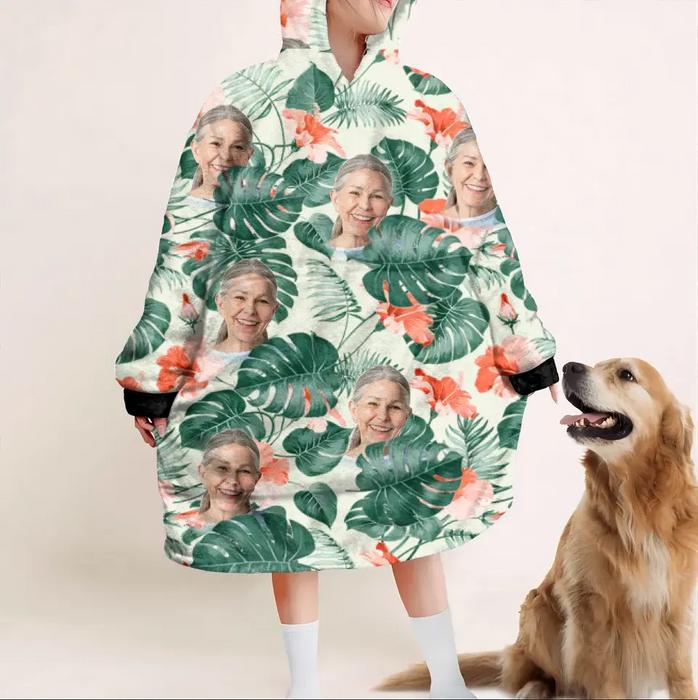 Personalized Custom Photo Blanket Hoodie - Gift Idea For Woman/Grandma/Mother/Daughter/Her