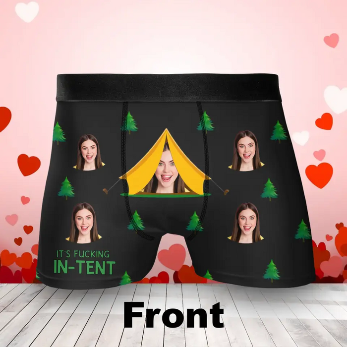 Personalized Funny Camper Couple Men's Boxer Briefs - Upload Photo - Funny/Valentines Gift Idea For Men, Boyfriend, Husband -  It's Fucking In-tent