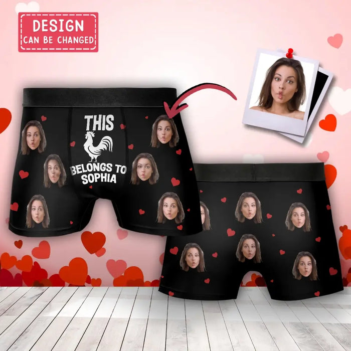 Personalized Funny Men's Boxer Briefs - Upload Photo - Funny/ Valentines Gift Idea For Men, Boyfriend, Husband - This Cock Belongs To