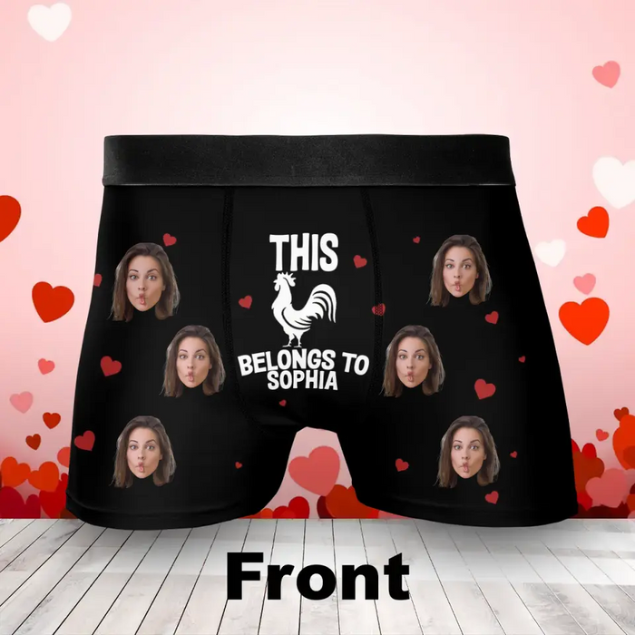 Personalized Funny Men's Boxer Briefs - Upload Photo - Funny/ Valentines Gift Idea For Men, Boyfriend, Husband - This Cock Belongs To