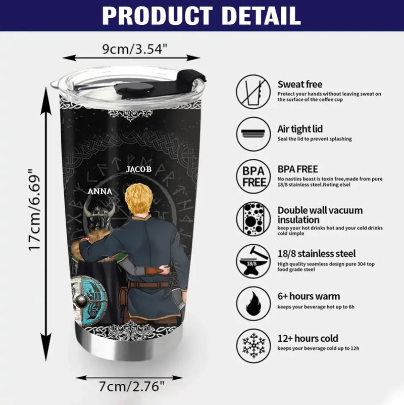 Personalized Viking Couple Tumbler - Gift Idea For Couple/Him/Valentine's Day - To My Awesome Viking Man I love You To Valhalla & Back