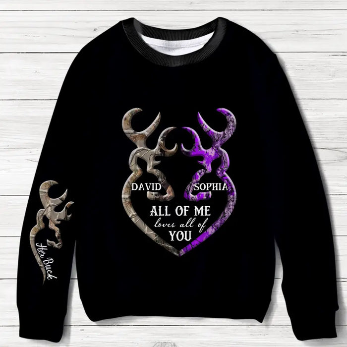 Personalized Couple AOP Sweater - Valentine's Day Gift Idea for Couple - All Of Me Loves All Of You