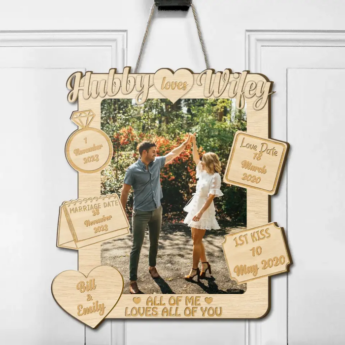 Personalized Couple Wooden Sign - Anniversary Gift Idea For Couple/Him/Her - Hubby Loves Wifey