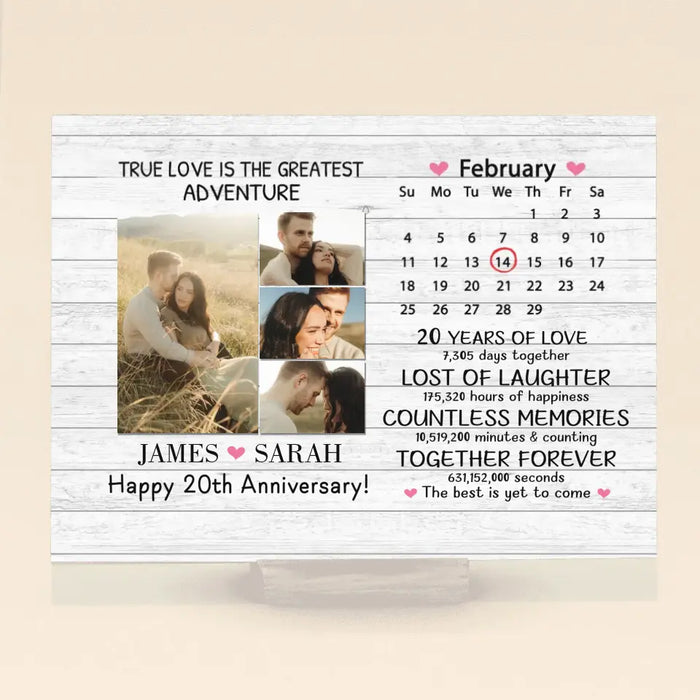 Personalized Happy Anniversary Couple Photo Horizontal Acrylic Plaque - Anniversary/Valentine's Day Gift Idea For Couple/Him/Her - True Love Is The Greatest Adventure