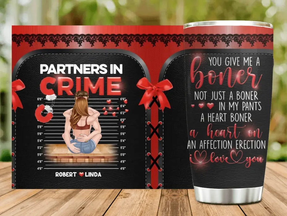 Personalized Couple Tumbler - Gift Idea For Couple/Him/Her/Valentine's Day - You Give Me A Boner Not Just A Boner