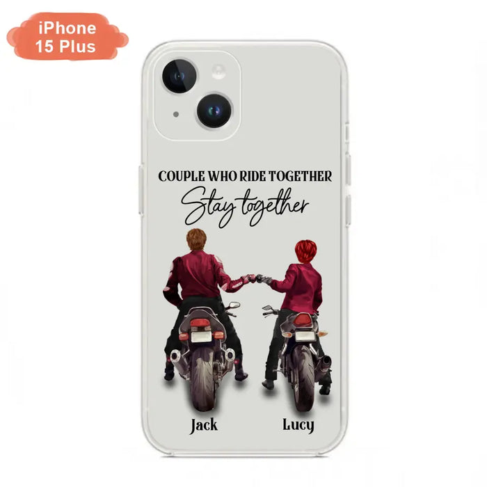 Personalized Riding Couple Phone Case - Gift Idea For Couple/Valentines Day/Her/Him - Couple Who Ride Together Stay Together - Case For Iphone/Samsung