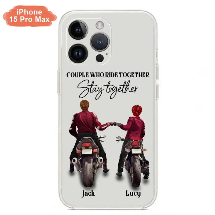 Personalized Riding Couple Phone Case - Gift Idea For Couple/Valentines Day/Her/Him - Couple Who Ride Together Stay Together - Case For Iphone/Samsung